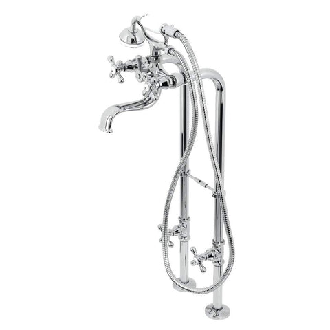 Kingston Brass CCK226K1 Kingston Freestanding Clawfoot Tub Faucet Package with Supply Line, Polished Chrome
