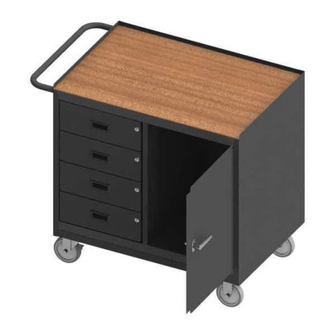 Durham 3121-TH-95 Mobile Bench Cabinet, 4 Drawer, Board