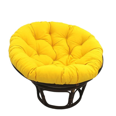 International Caravan Furniture Piece 42-Inch Rattan Papasan Chair with Solid Twill Cushion
