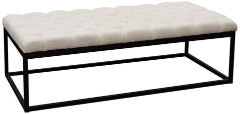 Diamond Sofa Mateo Black Powder Coat Metal Large Linen Tufted Bench - Desert Sand Linen