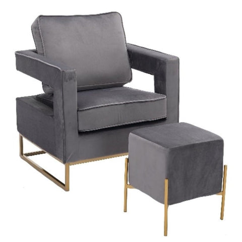 Larenta Upholstered Chair and Footrest Gray