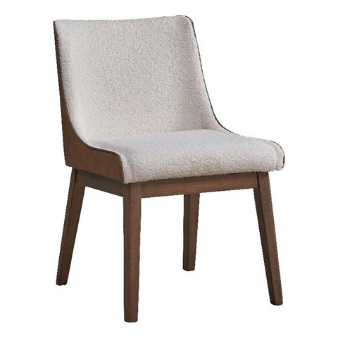 Acme Furniture Ginny 19" Velvet Side Chairs in White/Brown/Walnut (Set of 2)