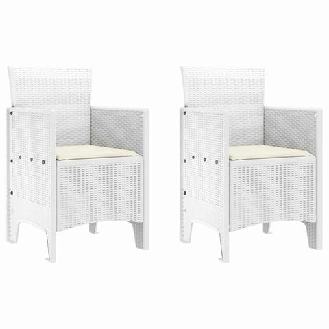 vidaXL Garden Chair 2 pcs White 20.87 x 19.29 x 33.46 in Polypropylene, Garden & Terrace, Stylish Armchair, Rectangle Outdoor Seat, Tough Patio Chair, Comfy Lounge for Chillin