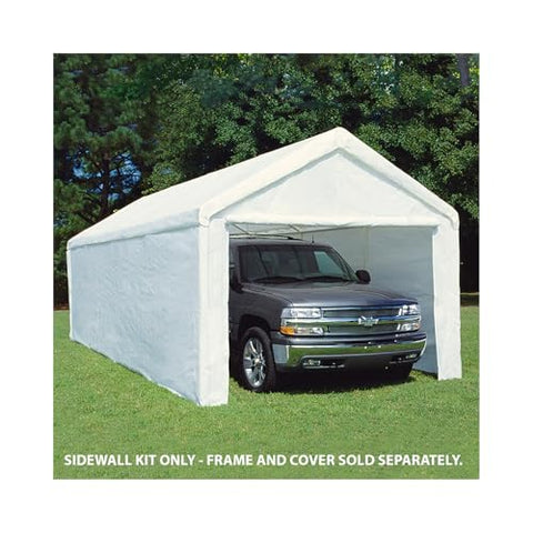 King Canopy 1ft x 27ft Canopy Enclosure Sidewall Kit w/Flaps, 2 Solid Sides, 2 Zippered Ends, 50 Ball Bungees, 180 GSM polyethylene, Fits 10ft 8in by 27ft Frames, Frame and Cover not Included White