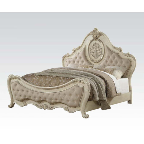 ACME Furniture Ragenardus Bed, California King, Fabric/Antique White