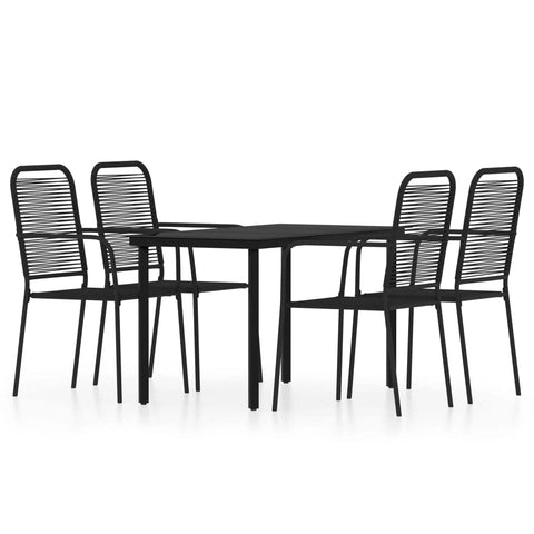vidaXL Patio Dining Set 5 Piece Garden Outdoor Lawn Yard Terrace Balcony Dining Dinner Table and Chair Seat Seating Furniture Black