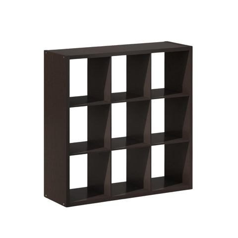 Oakestry Cubic Open Back Multipurpose Closet Storage Organizer Shelf, 9-Cube, Dark Oak