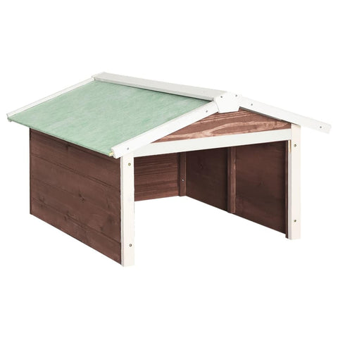 vidaXL Mocca and White Wooden Lawn Mower Garage 28.3X34.3X19.7 in Durable Firwood Perfect for Robotic Mowers Rustic Design Outdoor Use Shed Cover Storage House Garden Equipment UV Resistant