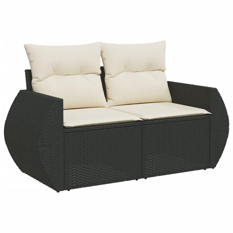 vidaXL Garden Sofa Black PE Rattan, Powder-Coated Steel, Polyester Medium