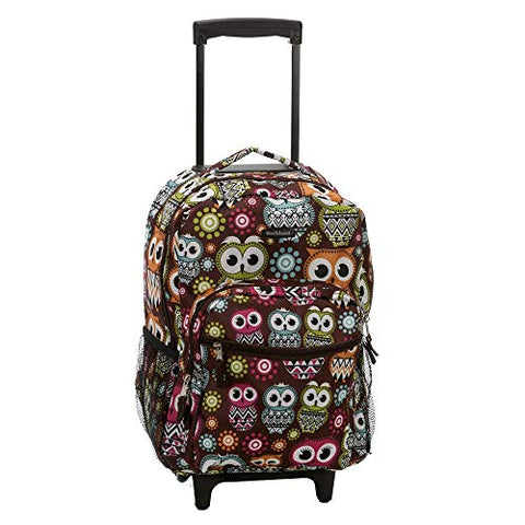 Rockland Double Handle Rolling Backpack, Owl, 17"