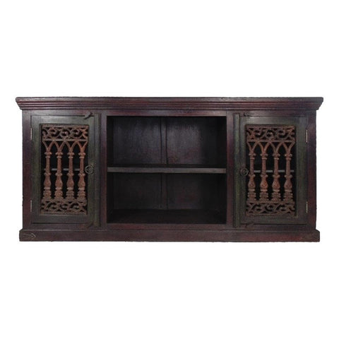 Moti Arvada 2 Iron Jali Door Plasma on Mango Solid Wood in Dark Brown