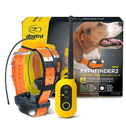 Dogtra Pathfinder 2 GPS Dog Tracker e Collar 9 Mile Long Range LED Light No Monthly fees Free App Waterproof Smartwatch Control Satellite Real Time Tracking Multiple Dogs Smartphone Required