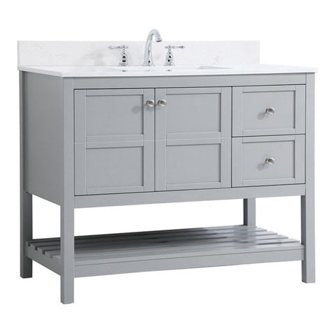 Elegant Decor Theo 42" Solid Wood Single Bathroom Vanity with Backsplash in Gray