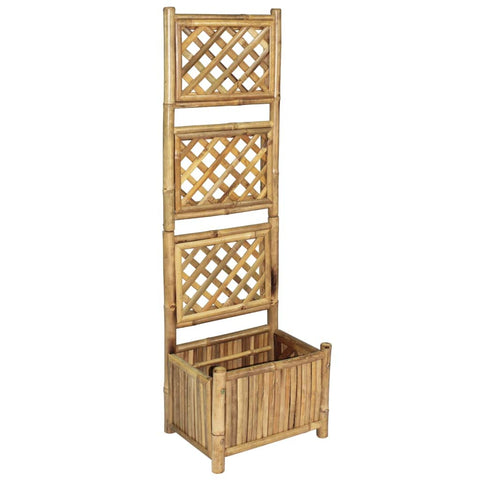 vidaXL - Bamboo Garden Raised Bed with Trellis - Climbing Plant Planter - Brown Rectangular - Outdoor Patio/Deck