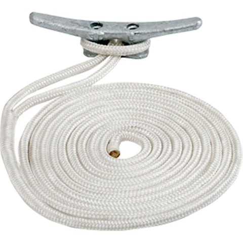 Seadog Line Double Braided Nylon Dock Line, 1/2" x 10', White Braided Dock Line