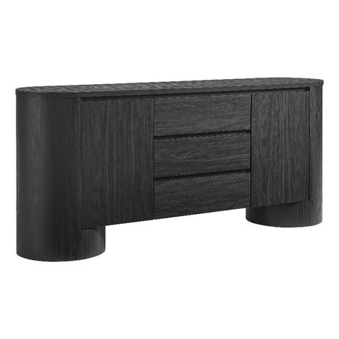 Modway Duval Oval Wood Grain 71 Inch Sideboard with Doors and Drawers in Black