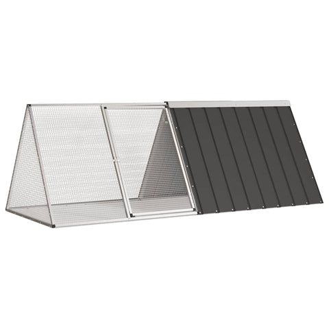 vidaXL Rabbit Cage - Galvanized Steel Rabbit Hutch with Lockable Latch System and Ventilated Mesh Design, Anthracite - 79.3"x31.7"x28"