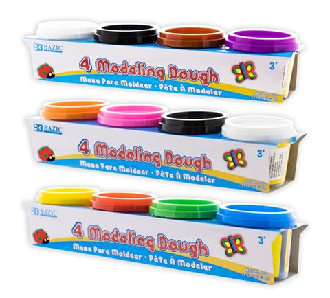 BAZIC Products Modeling Dough 4 Oz, Assorted Primary Colors, Non Toxic Soft DIY Modeling Clay for Art and Crafts, Sculpting, Artist s Gift, 1 Unit, Random Color