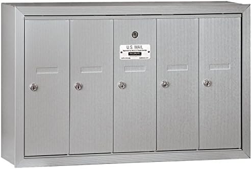 Salsbury Industries 3505ASP Surface Mounted Vertical Mailbox with Master Commercial Lock, Private Access and 5 Doors, Aluminum