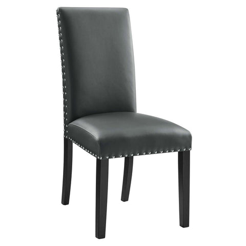 Parcel Dining Faux Leather Side Chair in Gray
