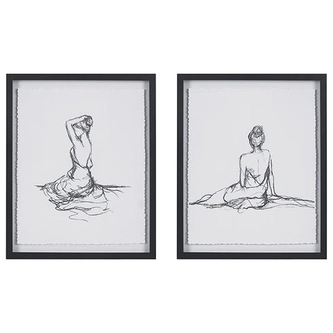 Oakestry MP95G-0253 Feminine Figures High Definition Ready to Hang Artwork for Living Room, Bedroom, Office, Black/White