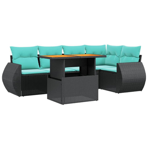 vidaXL Patio Sofa Set with Cushions 6 Piece, Outdoor Sectional Sofa Couch, Patio Conversation Set for Garden Backyard, Black Poly Rattan