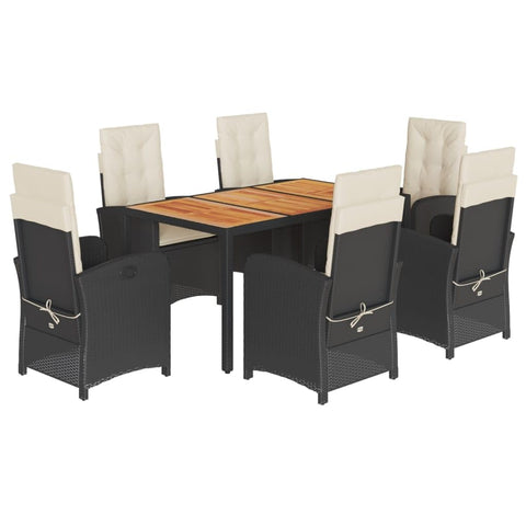 vidaXL Patio Dining Set with Cushions 7 Piece, Garden Table and Chair, Outdoor Dining Set for Balcony Backyard, Patio Furniture, Black Poly Rattan