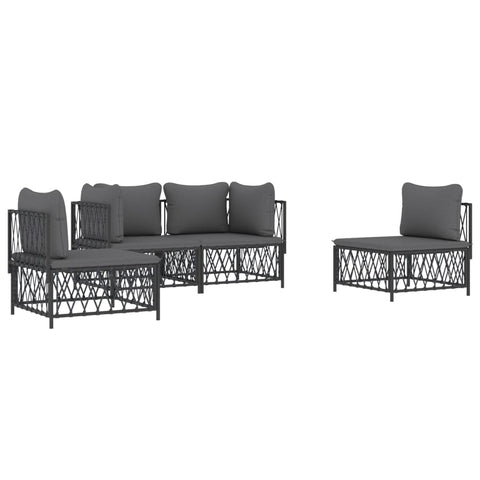 vidaXL Patio Furniture Set - 4-Piece Anthracite Steel Loveseat with Cushions - Outdoor Garden Lounge Chair Set