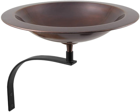 Oakestry BB-05-WM Classic II Wall Mount Bracket Birdbath, Antique Copper, Black