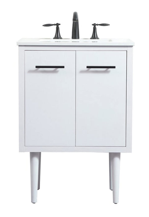 Elegant Decor Indoor Modern Under Sink Bathroom Fixtures Storage Organizer Cabinet 24 inch Single Bathroom Vanity - White