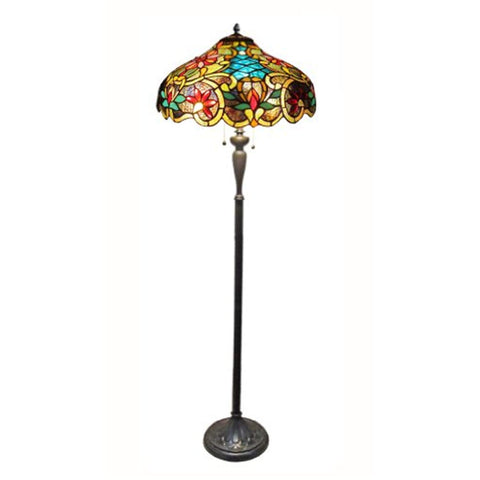 Chloe Lighting Leslie Tiffany-Style Victorian 2 Light Floor Lamp 18" Shade
