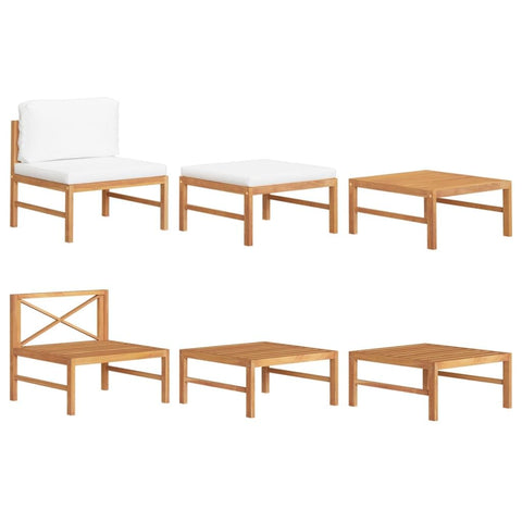 vidaXL 3 Piece Patio Lounge Set with Cream Cushions Made of Fine Sanded Teak Hard Wood - Weather Resistant & Durable for Garden, Terrace, Patio Usage