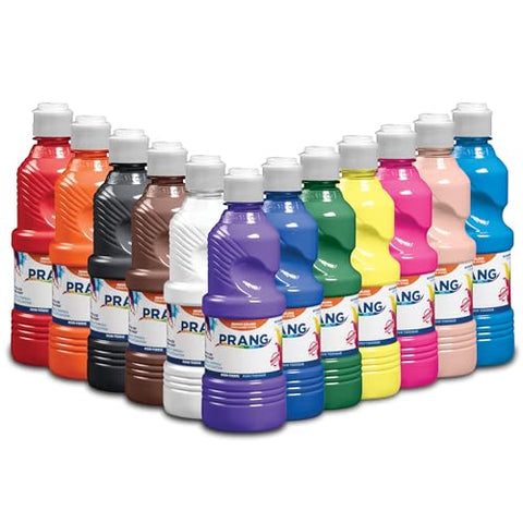 Prang Ready-to-Use Tempera Paint, Assorted Colors, 16 Oz., 12 Count