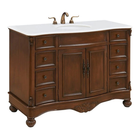 Elegant Kitchen and Bath Windsor Single Solid Wood Bathroom Vanity in Brown