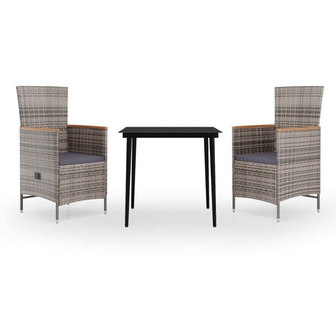 vidaXL Stylish 5-Piece Patio Dining Set with Cushions â€“ Gray | Outdoor Furniture Set with Reclining PE Rattan Chairs & Glass Top Table | Lightweight, Durable & Comfortable
