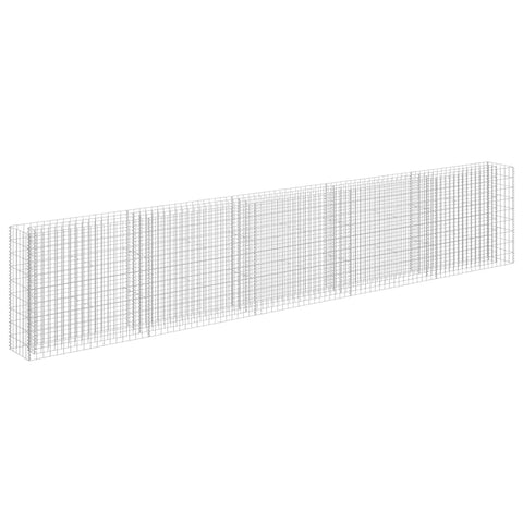 vidaXL Gabion Raised Bed - Galvanized Steel Construction - Easy Assembly, Durable and Rustproof - Ideal for Garden or Patio, Silver - 177.2"x11.8"x35.4".