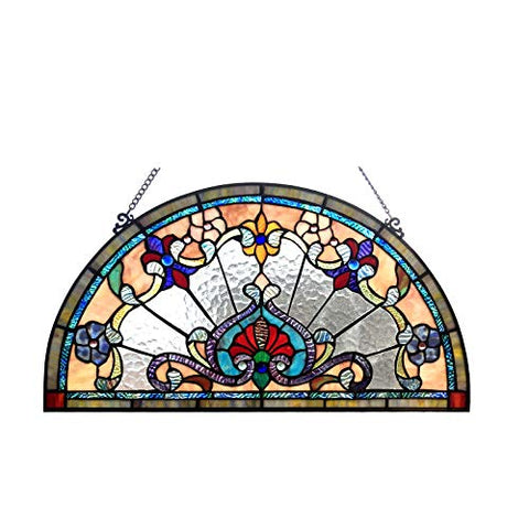 Chloe Lighting Emersyn Victorian Tiffany-Glass Window Panel 24" Wide