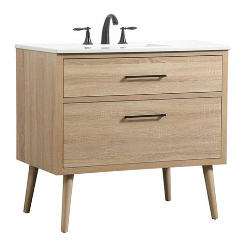 Elegant Decor Boise 36" Aluminum MDF Single Bathroom Vanity in Mango Wood