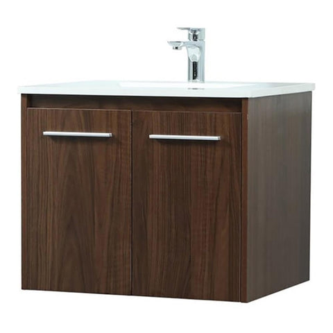 Elegant Decor Penn 24" Aluminum Alloy MDF Single Bathroom Vanity in Walnut
