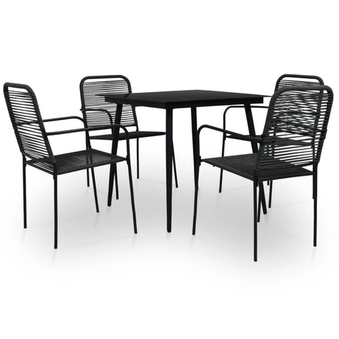 vidaXL 5 Piece Patio Dining Set with Cotton Rope Seats, Steel Frame and Tempered Glass Tabletop, Scandinavian Design, Comfortable and Sturdy Outdoor Furniture, Perfect for Garden, Patio, or Kitchen