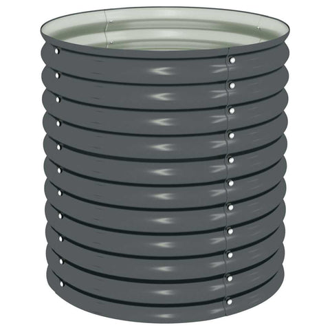 vidaXL Galvanized Steel Garden Raised Bed 31.5X31.5X31.9 in Outdoor Planter Patio Decoration Durable Grey Metal Planters Cylindrical Flower Pot Plant Stand Box Plants and for Veggies Modern Decor