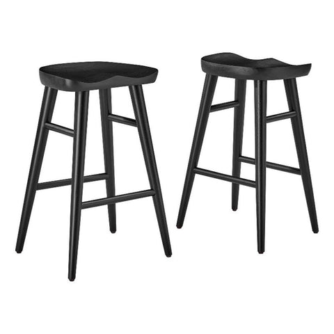 Modway EEI-6739-BLK Saville Backless Wood Counter Stools - Set of 2, Black