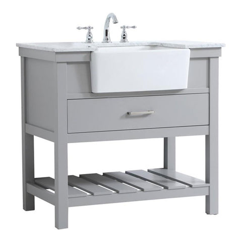 Elegant Decor Clement 36" Aluminum MDF Single Bathroom Vanity in Gray
