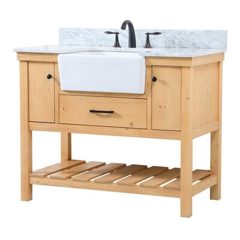 Elegant Decor Clement 42" Single Bathroom Vanity with Backsplash in Natural Wood
