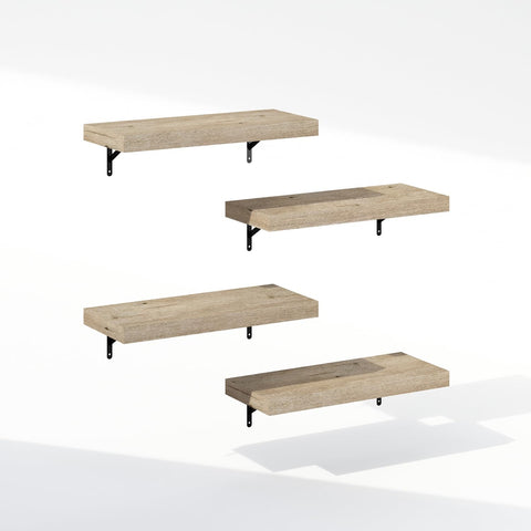 Furinno Tanna Floating Shelves for Wall Set of 4, 22-Inch Bathroom Wall Shelf, Wall Mounted Shelf, for Bathroom Organizers and Storage, Living Room, Natural