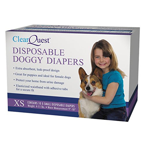 ClearQuest Disposable Doggy Diapers, Super Absorbent Leak-Proof Pet Diapers