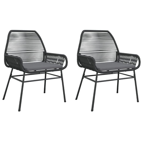 vidaXL - Outdoor Patio Chairs with Cushions, Black Poly Rattan Garden Seating: Set of 2 Modern UV- Durable Chairs for Garden, Deck, Backyard with Foam Padded Cushions - Easy Assembly
