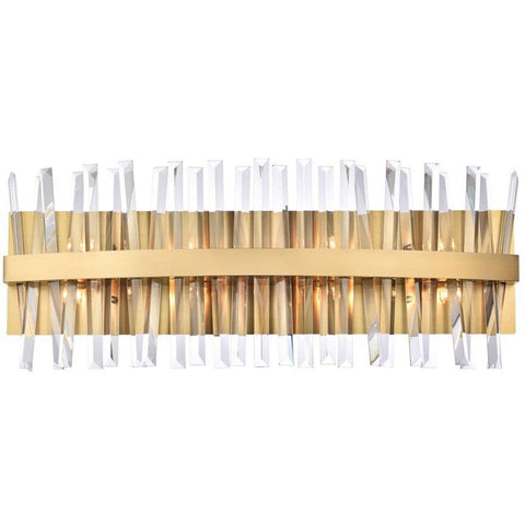 Elegant Lighting Serephina 30" Iron and Crystal Bath Sconce in Satin Gold