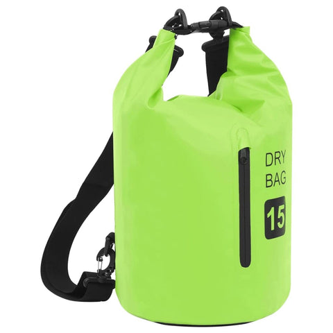 vidaXL Dry Bag, Waterproof Backpack Boating Dry Sack, Waterproof Bag for Water Sports, Dry Bag with Zipper Waterproof Duffel Bag, Green 4 gal PVC