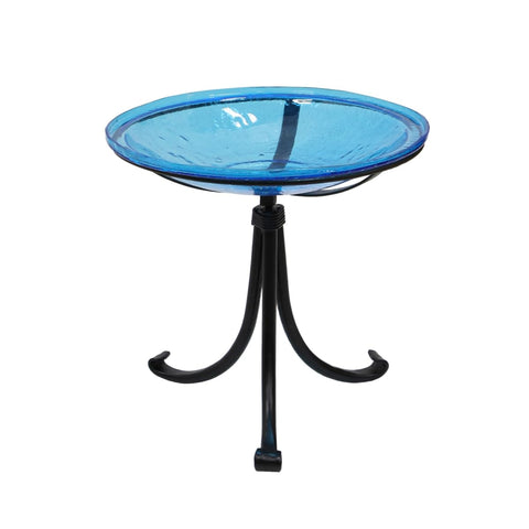 Achla Designs 14" Teal Crackle Glass Birdbath with Tripod Stand